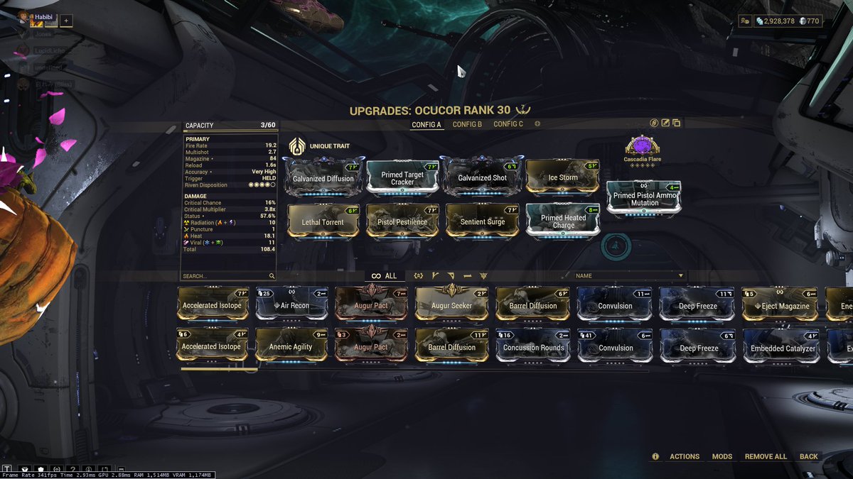 BlissOnWF's tweet photo. Got bored, heres an occucor to just 0 brain ESO and most low level content (Primed mods are not needed at all)

I do suggest wisp for ESO just cuz she never dies and can buff your movement speed and fire rate https://t.co/l3CexZPZlu