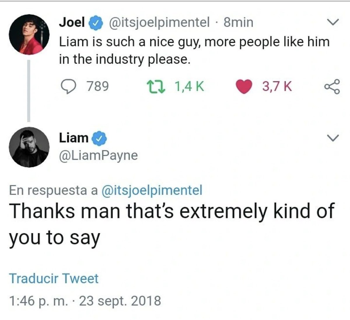 Enviamos todo nuestro amor y mucha fuerza a las fans de Liam y One Direction, no nos imaginamos lo difícil que debe ser para ustedes este momento.

Sin duda se fue un gran artista, alguien que fue muy amable con nuestros ídolos cuando pudieron conocerse🤍