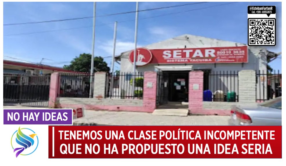 EstebanFarfanR's tweet image. #Yacuiba merece tener una clase política de calidad, capaz, seria, comprometida y visionaria. A casi 4 años, nadie de los políticos ha planteado una idea seria sobre qué hacer con #Setar. Hay que salvar de las #garras corruptas de #UNIDOS y del sindicato. Hay que detener el robo.