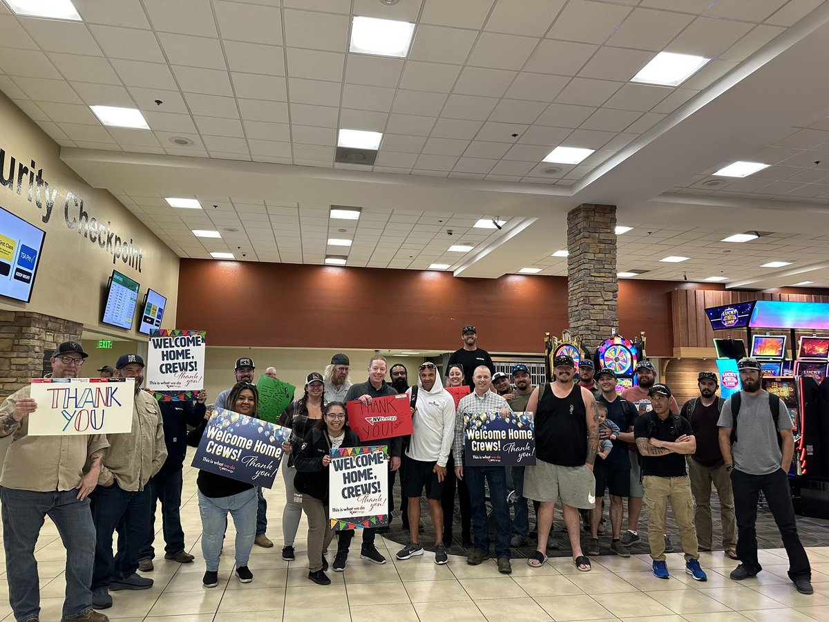 NVEnergy's tweet photo. Our crews have returned home! ♥️ 37 NV Energy employees recently made the trip to Georgia &amp; Florida to help with the power restoration efforts after #HurricaneHelene &amp; #HurricaneMilton. After two full weeks on the east coast, our crews safely returned home today! (1/3) https://t.co/Qfjuj509mZ