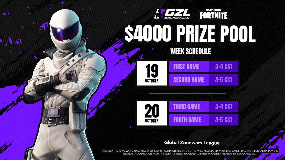 🔥$4000 trios ZoneWars Tournament🔥

📅Saturday/Sunday - 19th/20th

🚨We will pick 8 trios straight to finals

You MUST:
✅Comment @ your trio
✅Retweet this post
✅Follow @PandvilGBL

Good Luck