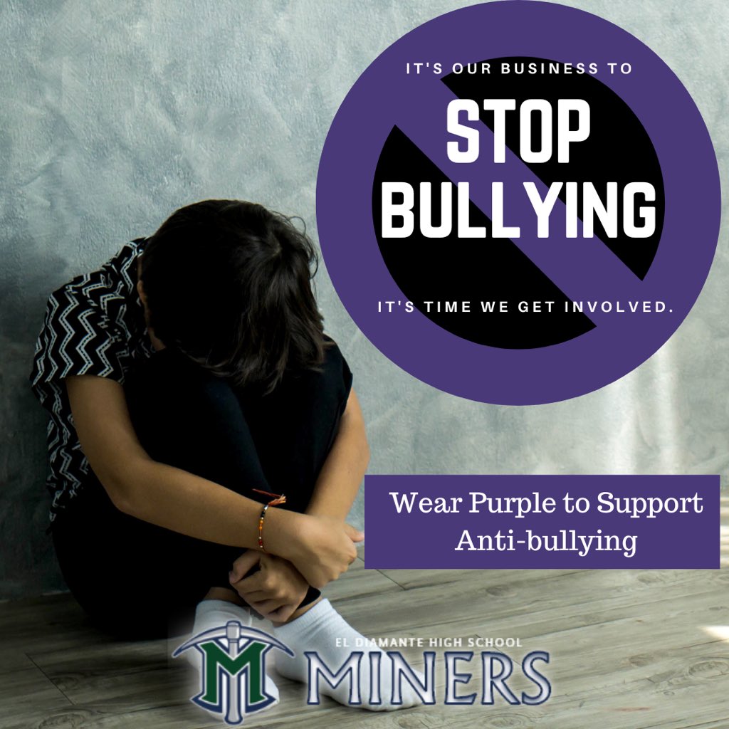 Bring awareness to bullying and help stop it. Wear purple tomorrow, Thursday, in support of Anti-bullying Day. @all4theminers <a href="/visaliausd/">Visalia Unified School District</a>