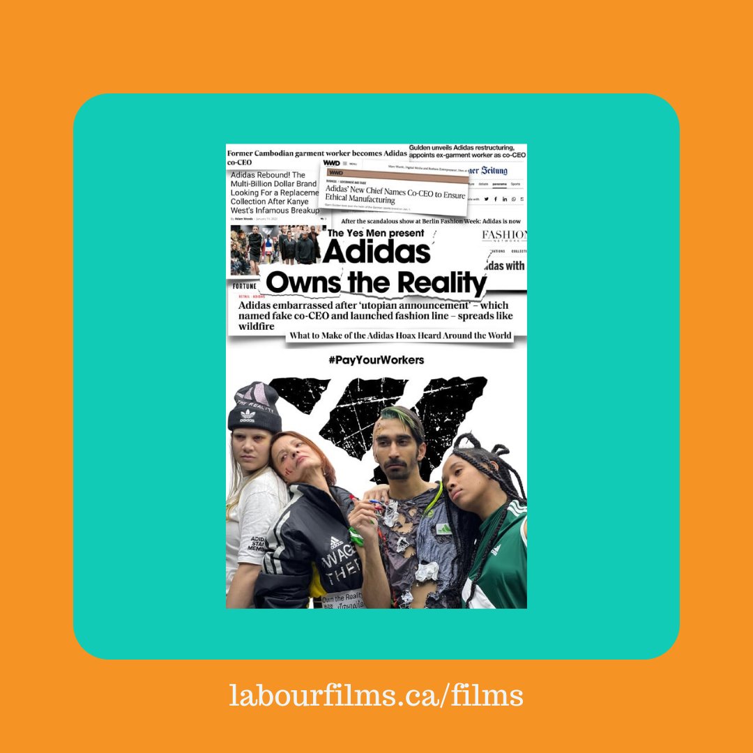 Canadian Labour International Film Festival (@labourfilms) on Twitter photo Trickster activists the Yes Men collaborate with Clean Clothes Campaign and Berlin fashion designers to orchestrate an elaborate hoax announcement in an effort to improve conditions for garment workers and sustainability in the Adidas supply chain. <a href="/cleanclothes/">Clean Clothes Campaign</a> <a href="/theyesmen/">The Yes Men</a> Trickster activists the Yes Men collaborate with Clean Clothes Campaign and Berlin fashion designers to orchestrate an elaborate hoax announcement in an effort to improve conditions for garment workers and sustainability in the Adidas supply chain. <a href="/cleanclothes/">Clean Clothes Campaign</a> <a href="/theyesmen/">The Yes Men</a>