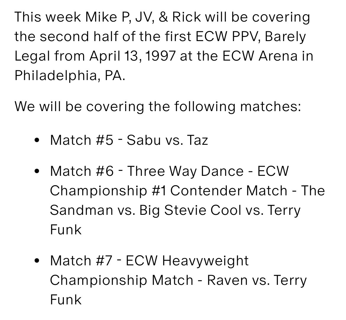 Now available!!

Part 2 of our coverage of ECW Barely Legal!!

Available exclusively on the <a href="/BTT_Podcast/">Booking The Territory 🎙</a> $5 Patreon tier! 

Patreon.com/bookingtheterr…

Hosts: <a href="/MPRU83/">Mike Pru</a>  <a href="/JohnVanDamage/">_</a> <a href="/LeoWyatt85/">Rick Beebe</a> 

#ECW #BTTJVGoonSquad