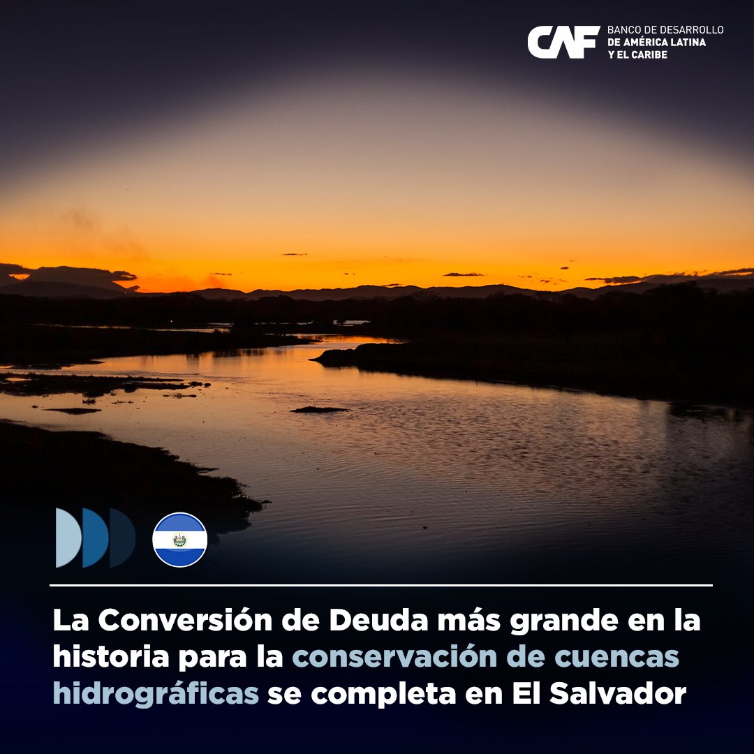 Hoy se ha completado en El Salvador 🇸🇻 la mayor conversión de deuda en la historia para la conservación de cuencas hidrográficas.

La <a href="/DFCgov/">DFCgov</a>, el Gobierno de El Salvador <a href="/Gobierno_SV/">Gobierno de El Salvador 🇸🇻</a>, <a href="/AgendaCAF/">CAF</a>, @CRSEspanol, <a href="/fiaes_sv/">Fondo de Inversión Ambiental de El Salvador</a> y ArtCap Strategies anuncian un acuerdo histórico de $1,000