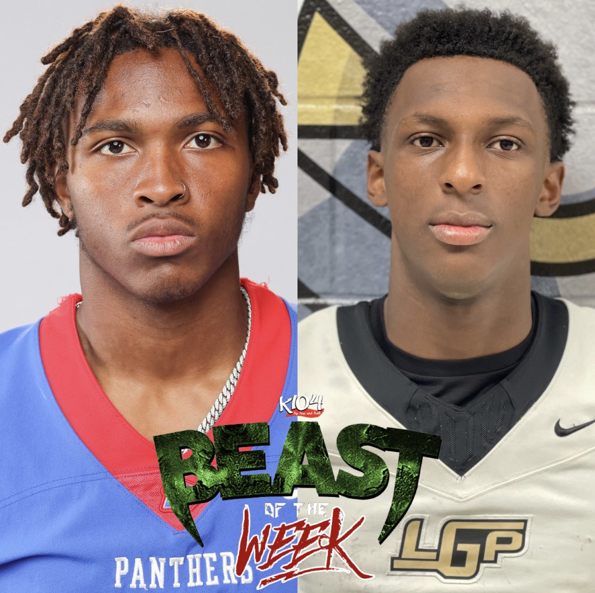 #k104beastoftheweek Week 7️⃣ #txhsfb 
Congrats to Dakorien Moore (Duncanville) and Coleman Oby (Pinkston) on being named <a href="/K104FM/">K104</a> / <a href="/1800TruckWreck/">1-800TruckWreck</a> BEASTS OF THE WEEK 🏉‼️ $1,000 will be donated to each football program 💰‼️
#dfw #dallas #fortworth