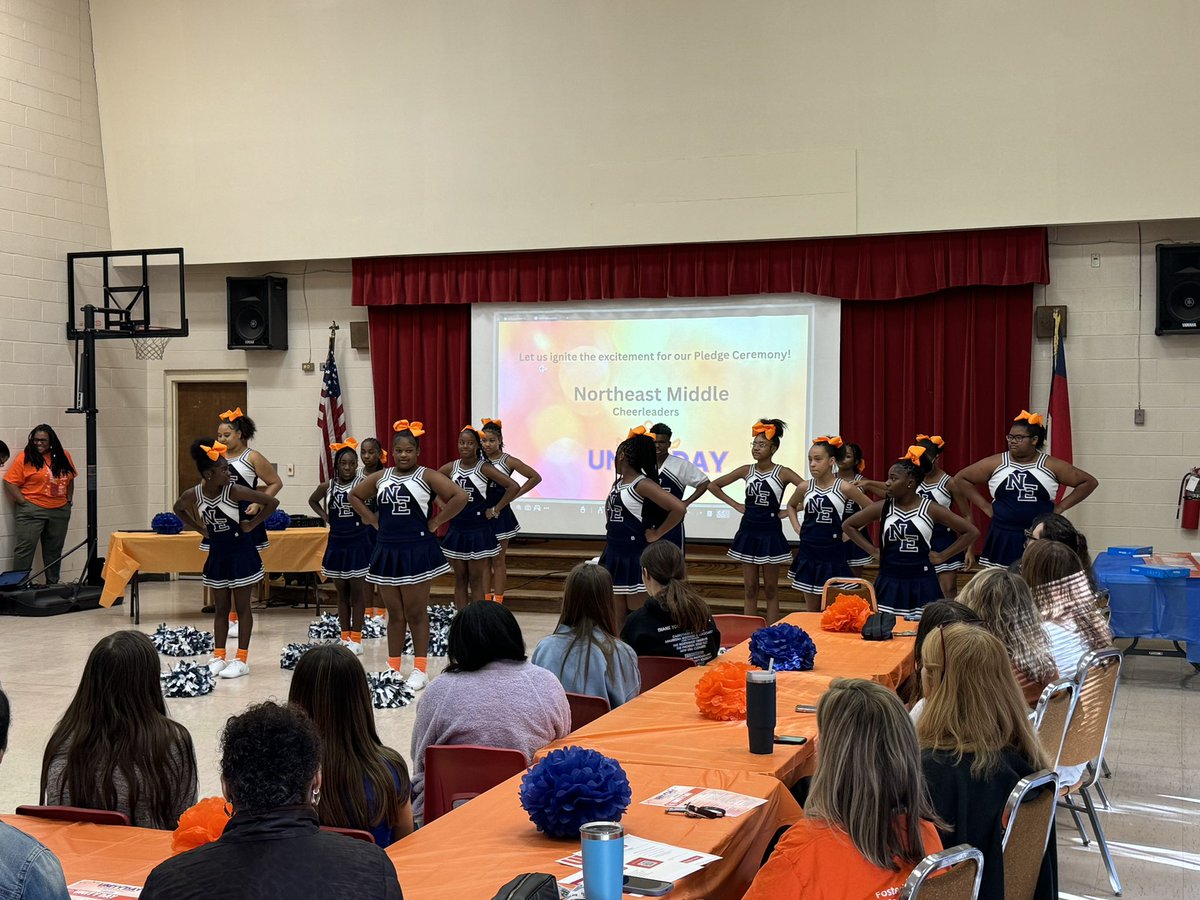NegmsR's tweet photo. Thank you Guilford County Schools for inviting us to cheer at the Unity Day Celebration. Our cheerleaders did a fantastic job and were grateful to celebrate in something that helps to prevent bullying in the district. https://t.co/TOZaI6ukO8