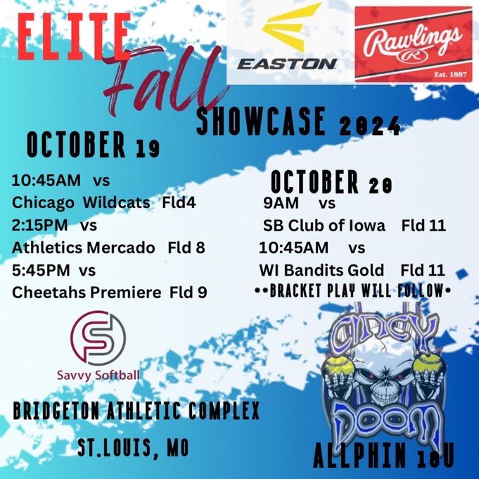 Makenzie Gillenš„ (@gillen_15) on Twitter photo This weekend me and my team will be traveling to St. Louis for the Elite Fall Showcase!! Hope to see you there! <a href="/CoachPena_BSU/">Helen PeƱa</a> <a href="/CoachKnerem/">Emlyn Knerem</a> <a href="/GC_CoachT/">Thomas Thornton</a> <a href="/Coach_Goderwis/">Beth Goderwis</a> <a href="/UofL_CoachHolly/">Holly Aprile</a> <a href="/DefiCollegeSB/">Defiance College Softball</a> <a href="/MariettaSBA/">Marietta College SBA</a> <a href="/HCSBCHARGERS/">Hillsdale College Softball</a> <a href="/WUJacketsSB/">Waynesburg University Softball</a> <a href="/gotiffindragons/">Tiffin University Athletics</a> <a href="/Paige_McMenemy/">Paige McMenemy</a> This weekend me and my team will be traveling to St. Louis for the Elite Fall Showcase!! Hope to see you there! <a href="/CoachPena_BSU/">Helen PeƱa</a> <a href="/CoachKnerem/">Emlyn Knerem</a> <a href="/GC_CoachT/">Thomas Thornton</a> <a href="/Coach_Goderwis/">Beth Goderwis</a> <a href="/UofL_CoachHolly/">Holly Aprile</a> <a href="/DefiCollegeSB/">Defiance College Softball</a> <a href="/MariettaSBA/">Marietta College SBA</a> <a href="/HCSBCHARGERS/">Hillsdale College Softball</a> <a href="/WUJacketsSB/">Waynesburg University Softball</a> <a href="/gotiffindragons/">Tiffin University Athletics</a> <a href="/Paige_McMenemy/">Paige McMenemy</a>
