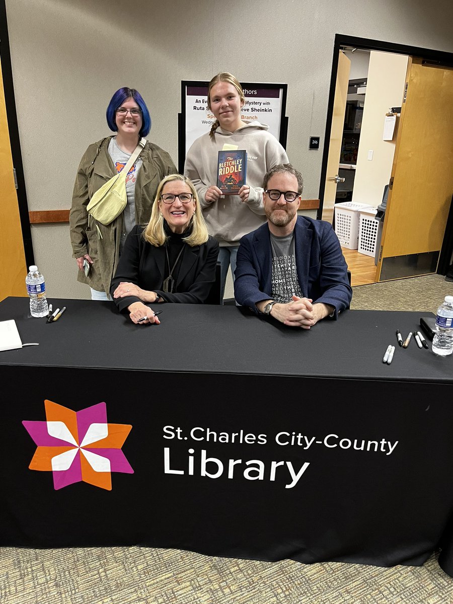 Laura Parn (@lauraparn) on Twitter photo An incredible night when you get to hang with famous authors <a href="/RutaSepetys/">Ruta Sepetys Updates</a> and <a href="/SteveSheinkin/">Steve Sheinkin</a> AND your rockstar teacher <a href="/HolzenMasonELA/">Annie Holzen-Mason</a> enjoying every minute of your first author talk! Emma & I smiled ear to ear the entire night! Thank you <a href="/StChLibrary/">St. Charles City-County Library</a> for hosting! An incredible night when you get to hang with famous authors <a href="/RutaSepetys/">Ruta Sepetys Updates</a> and <a href="/SteveSheinkin/">Steve Sheinkin</a> AND your rockstar teacher <a href="/HolzenMasonELA/">Annie Holzen-Mason</a> enjoying every minute of your first author talk! Emma & I smiled ear to ear the entire night! Thank you <a href="/StChLibrary/">St. Charles City-County Library</a> for hosting!