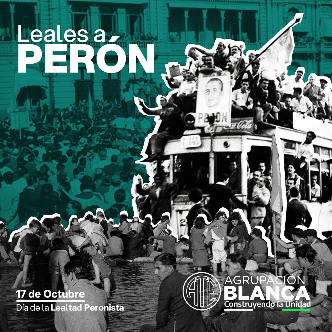 agrupblanca_ate's tweet photo. ¡FELIZ DÍA DE LA LEALTAD COMPAÑEROS Y COMPAÑERAS! 🤍🖤💚

Lealtad a Perón ✌🏽
Lealtad al pueblo 🇦🇷

#EstoEsATE 
#ConstruyendoLaUnidad 
#AgrupaciónBlancaATE https://t.co/wyp0t9gnUX