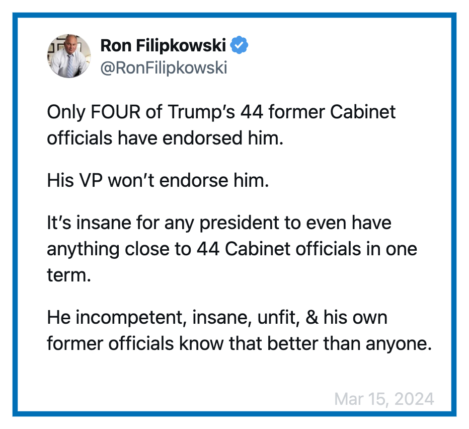 andreagail_k's tweet image. 40 out of 44 of his former cabinet and closest aides &amp;amp; advisors DO NOT SUPPORT his reelection.
