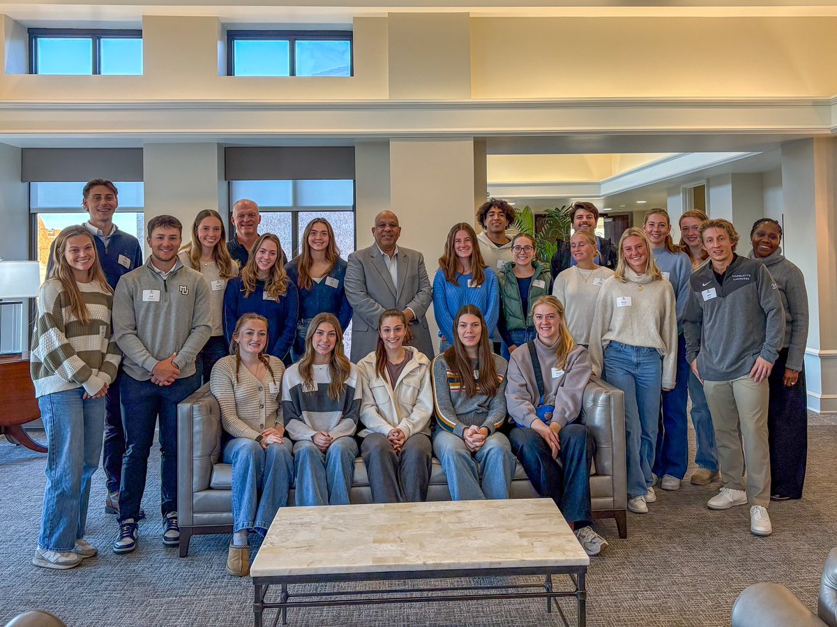 Wonderful celebration this morning with our student-athletes who achieved 4.0 GPAs last spring. I appreciated the opportunity to thank them for being exemplary representatives of the university. #WeAreMarquette!
