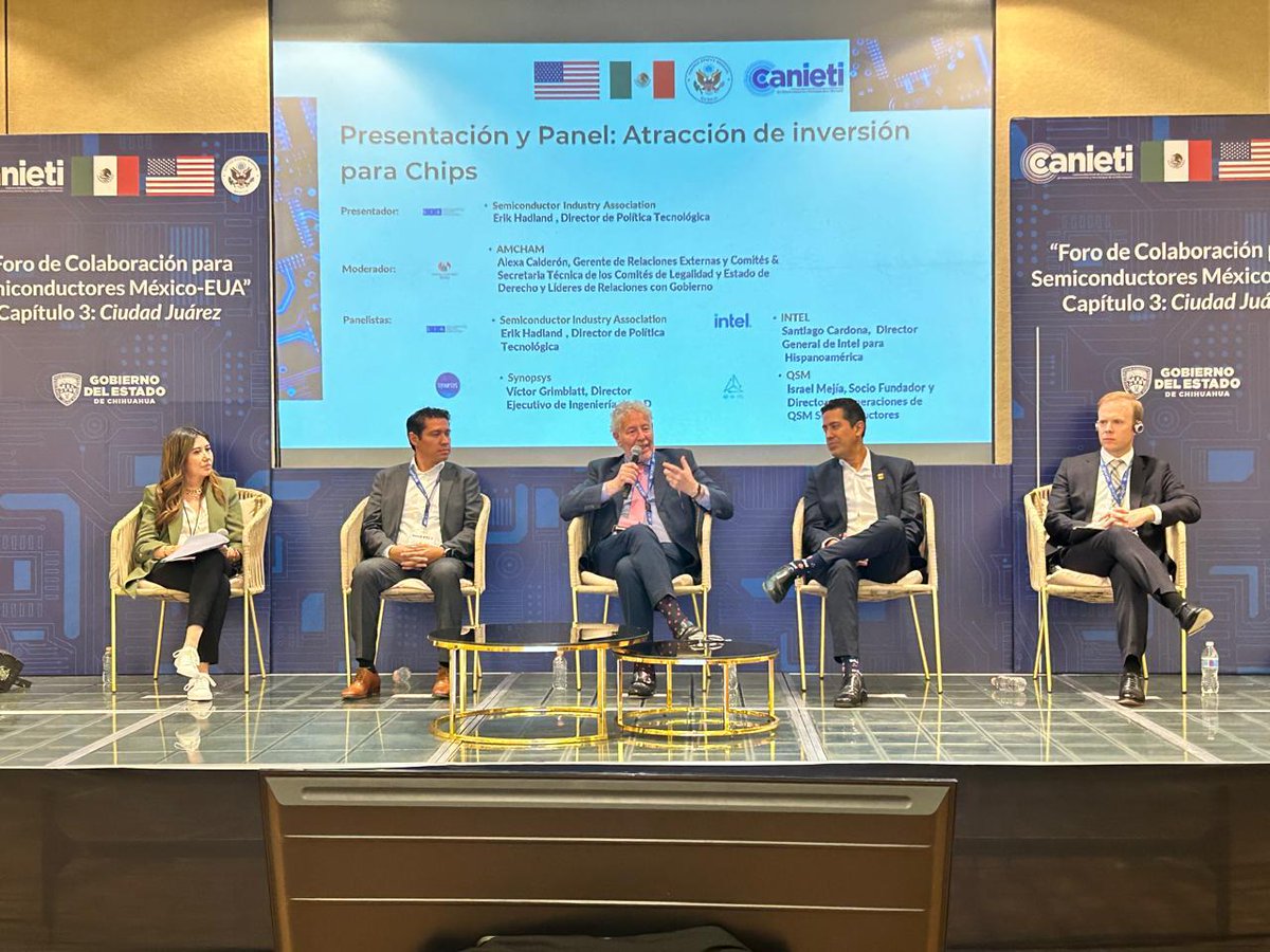 En el panel Atracción de Inversión para Chips, <a href="/SIAAmerica/">SIA</a> presentó su labor en la atracción de nuevas inyecciones de capital. Moderado por <a href="/AmChamMexico/">American Chamber/Mexico</a>, el panel contó con la participación de <a href="/intel_la/">Intel Latin America</a>, <a href="/SIAAmerica/">SIA</a>, <a href="/QSMSemicon/">QSM Semiconductores</a> y <a href="/Synopsys/">Synopsys</a>