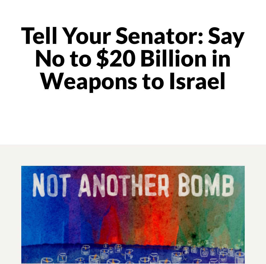 Sign <a href="/IfNotNowOrg/">IfNotNow🔥✡️</a> to demand your senator to reject sending $20 billion in weapons to gen/ocide

act.newmode.net/action/ifnotno…