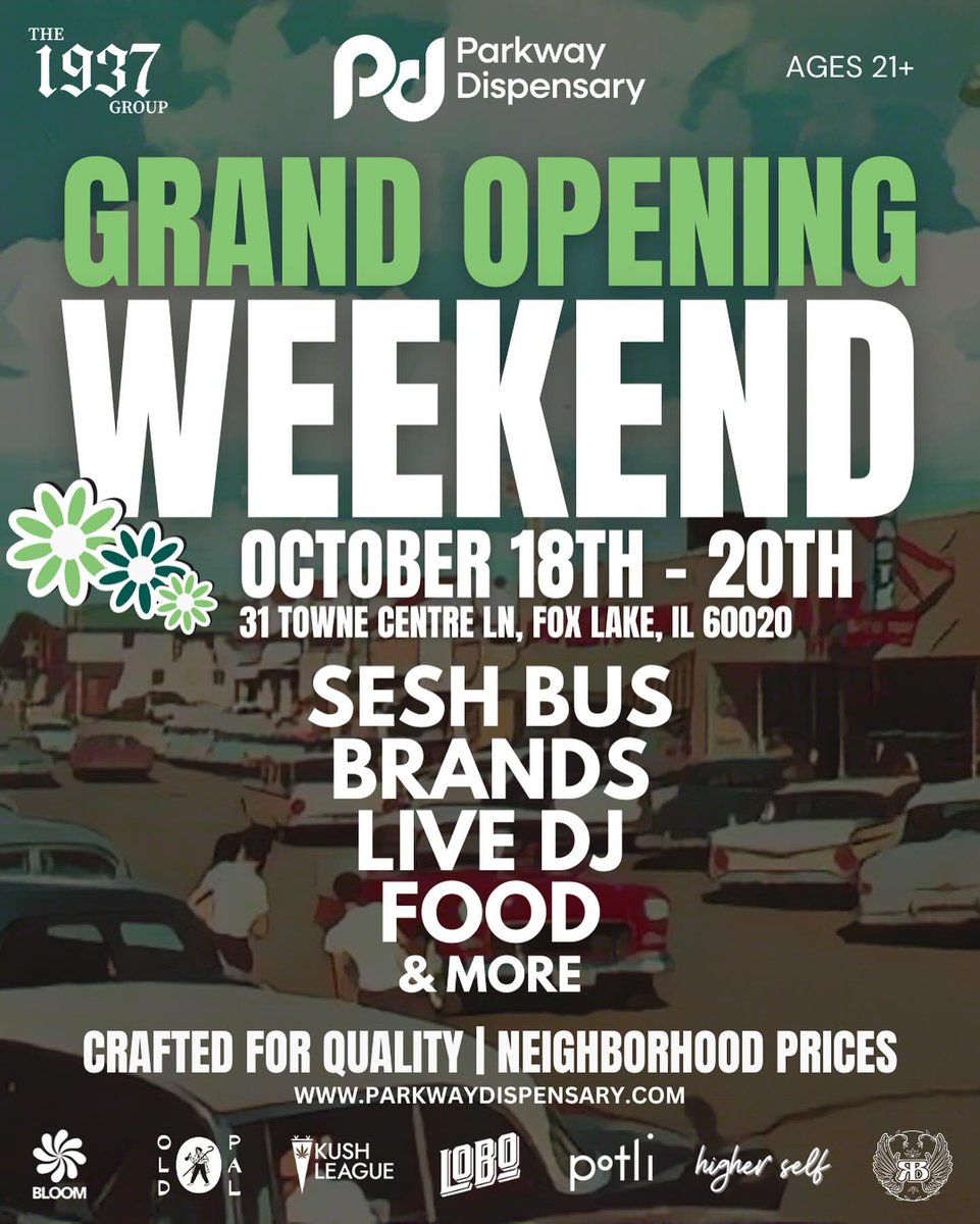 FoxLakeIL's tweet image. Join the Village of Fox Lake and Parkway Dispensary for their Grand Opening weekend from October 18th to 20th! Get ready for 3 days of excitement! #grandopening #VillageOfFoxLake #FoxLakeIL #ParkwayDispensary #GrandOpeningCelebration #LocalBusiness #ShopLocalFoxLake