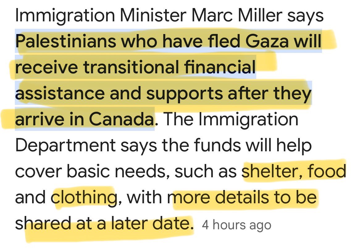🇨🇦🇵🇸Another 4000 “Palestinians” expected to arrive in Canada. 

They forgot to mention they will get immediate access to healthcare.

So if people who lived and payed taxes their whole lives can’t get it how are they?🤦🏻‍♂️

Has Canada has become the dumping ground of the world while