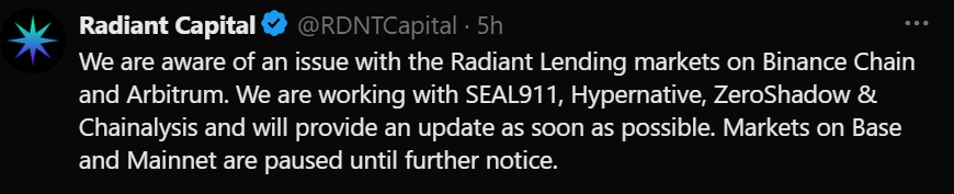 stephany1109's tweet photo. $RDNT - Radiant Capital bị tấn công trên mạng BSC, ước chừng $16M.
$INJ - Paxos giới thiệu Yield Bearing Stablecoin wUSDL.
$AVAX - Faraway - nhà phát triển và sản xuất game - ra mắt L1 #FCHAIN được hỗ trợ bởi Avax. https://t.co/kv9EHe3uB0