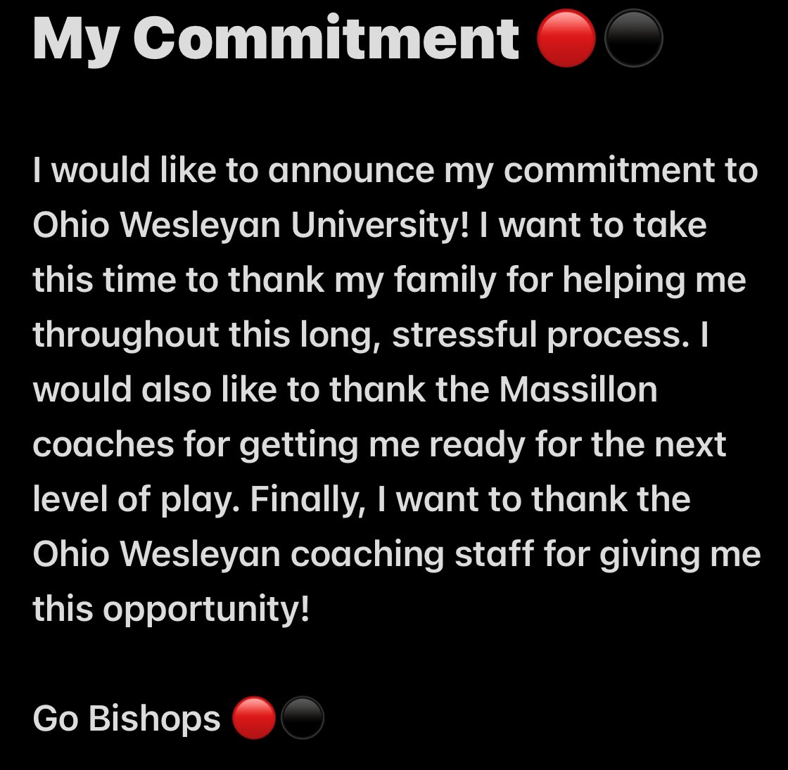 Go Bishops 🔴⚫️

<a href="/CoachTomWatts/">Tom Watts</a> <a href="/CoachWard/">Coach Mike Ward</a> <a href="/OWUCoachDelaney/">Pat Delaney</a> <a href="/OWUBishopFB/">Ohio Wesleyan Football</a> <a href="/OWUSport/">Ohio Wesleyan Sports</a> <a href="/MTigerFB/">Massillon Football</a>