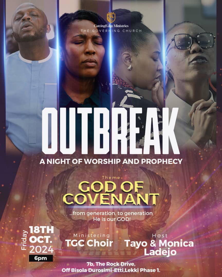 tayo_ladejo's tweet photo. On Friday, October 18, at 6:00 pm, we will be gathering in expectation of an encounter with God at this month’s edition of #OUTBREAK - A Night of Worship and Prophecy.
Save the date,
Prepare your hearts
#NightOfWorshipAndProphecy
#NOWP
#TheGoverningChurch https://t.co/PwHxHQGL2b