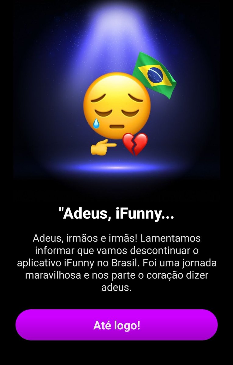 GustavoBatis07's tweet photo. Não acredito que o iFunny vai acabar. Lá se vão meus quase 2k dias de conta https://t.co/Q6t5F7Umlq