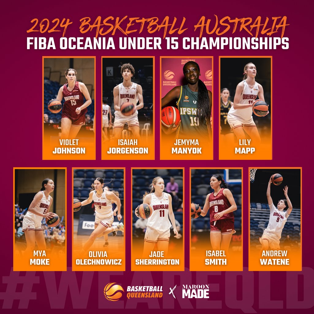 basketballqld's tweet photo. 𝟵 𝗤𝗟𝗗 𝗮𝘁𝗵𝗹𝗲𝘁𝗲𝘀 𝗰𝗵𝗼𝘀𝗲𝗻 𝗳𝗼𝗿 𝗨𝟭𝟱 𝗡𝗮𝘁𝗶𝗼𝗻𝗮𝗹 𝘁𝗲𝗮𝗺𝘀 🇦🇺

A huge congratulations to the 9️⃣ QLD players that have been selected to represent the U15 @basketballaus Sapphires &amp; Crocs at the upcoming FIBA Oceania Cup in Canberra! 👏

#WeAreQLD https://t.co/FGqYKi67T2