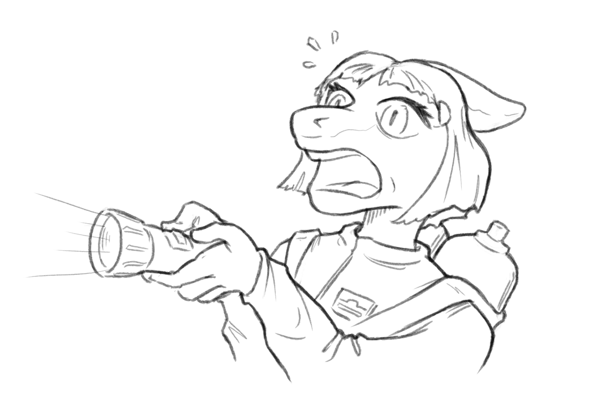 Larucon's tweet photo. a sketch of Naomi as an employee of #lethalcompany, because my friend @bessledno_  likes her a lot and we were playing the game recently
#snootgame #snootgameart #IWaniHugthatGator https://t.co/ARW8elULN5