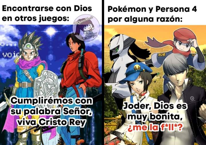 TQMPNJRP's tweet photo. El lore del Teraleak es increíble, incluso si no es canon.
"Un día Arceus bajó al mundo en forma de mujer y se enamoró de un hombre y con él tuvo dos hijos y estos hijos se criaron para ser Dialga y Palkia." XDDDDDD
- Persona Verde
#DQ #SMTII #P4G https://t.co/7j7YzZw6b1