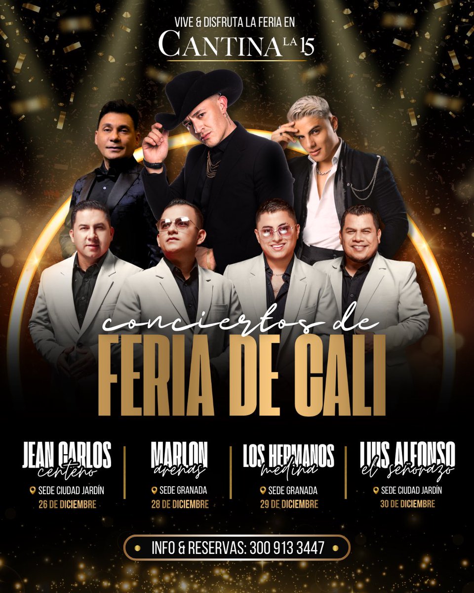 CantinaLa15's tweet photo. ¡La Feria de Cali se siente en cada rincón y en Cantina la 15 la celebramos con los mejores conciertos! 💃🏻🎶

¡No te lo puedes perder! Compra tus boletas 📲 por DM o WhatsApp al (316) 0187636.

 #CantinaLa15 #ConciertosCali #FeriadeCali  #momentoscantina  #experiencia15de10 #Cali https://t.co/2QR6rabZ6V