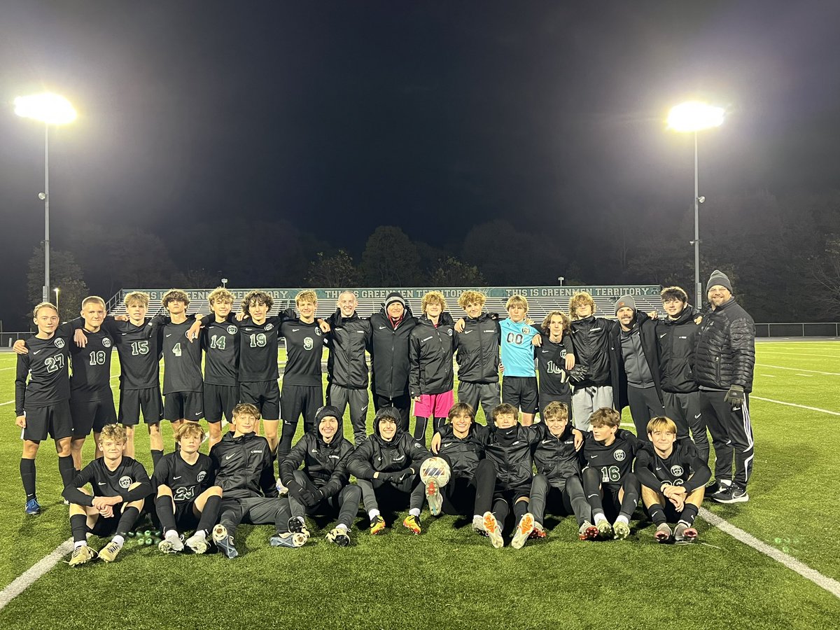 Round one….DONE! Sectional Champs and a shutout W for the Greenmen tonight! Onto the District Semi-Final, next Thursday 10/24 against Howland, home @TheVet, 7p. #Bthe1