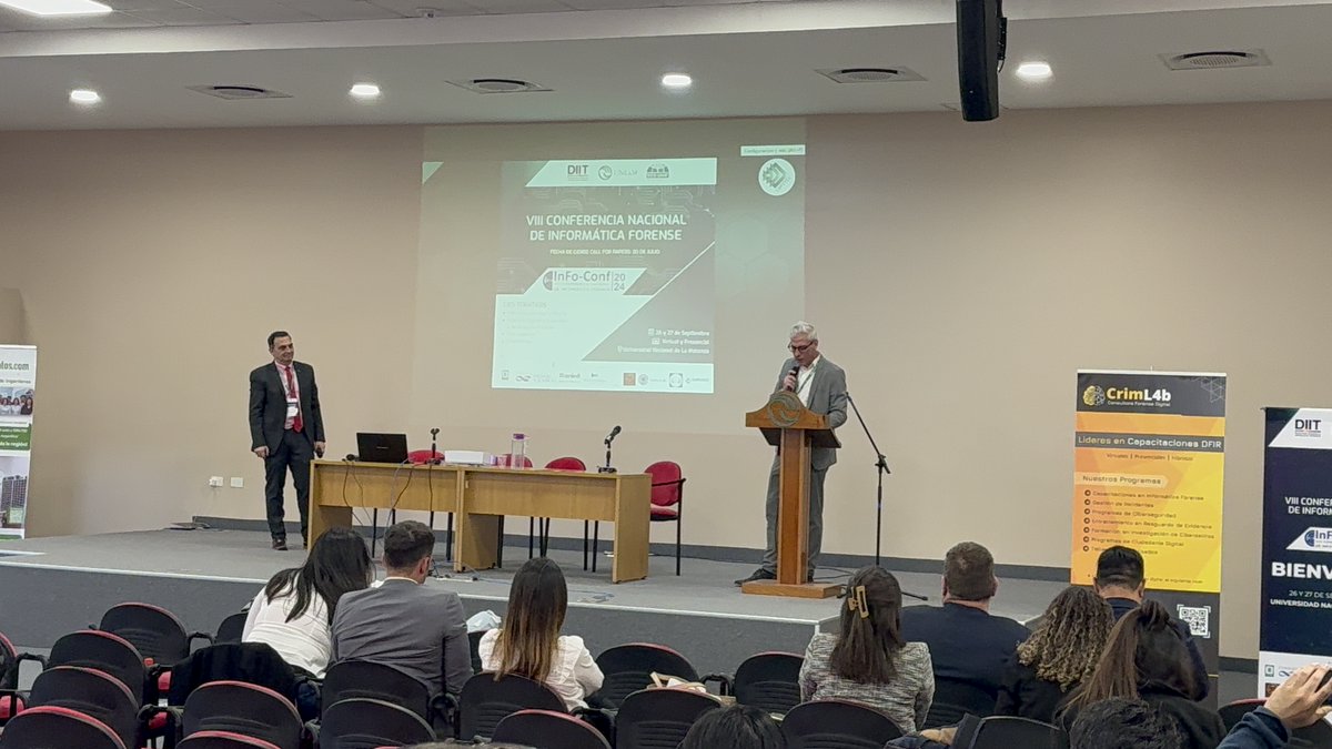 GioiaCintia's tweet photo. InFo-Conf 2024 - VIII Conferencia Nacional de Informática Forense 

Disertación del Comisario Ing. Juan Manuel Beltrán, "El Phishing como puerta de acceso para los Delitos Informáticos": https://t.co/MHGCEG2K3q

@UnlamOficial @DiitUnlam  #RedUNIF @infolabmdq  @criml4b  @copitec https://t.co/Y4sK9XO0zv