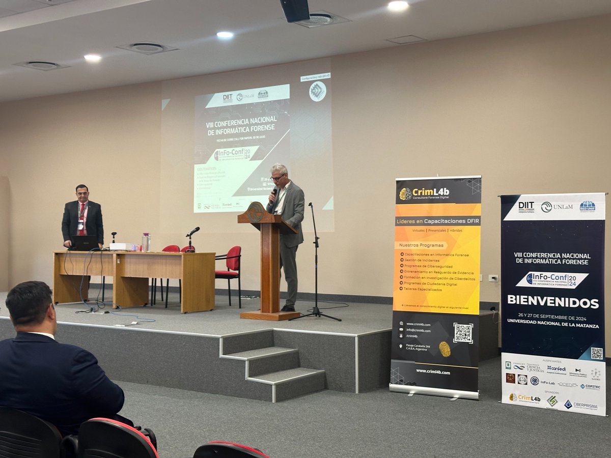 InFo-Conf 2024 - VIII Conferencia Nacional de Informática Forense 

Disertación del Comisario Ing. Juan Manuel Beltrán, "El Phishing como puerta de acceso para los Delitos Informáticos": youtube.com/watch?v=BzIxnm…

<a href="/UnlamOficial/">Universidad Nacional de La Matanza</a> <a href="/DiitUnlam/">DIIT UNLaM</a>  #RedUNIF <a href="/infolabmdq/">InFo-Lab</a>  <a href="/criml4b/">Criml4b</a>  <a href="/copitec/">COPITEC</a>