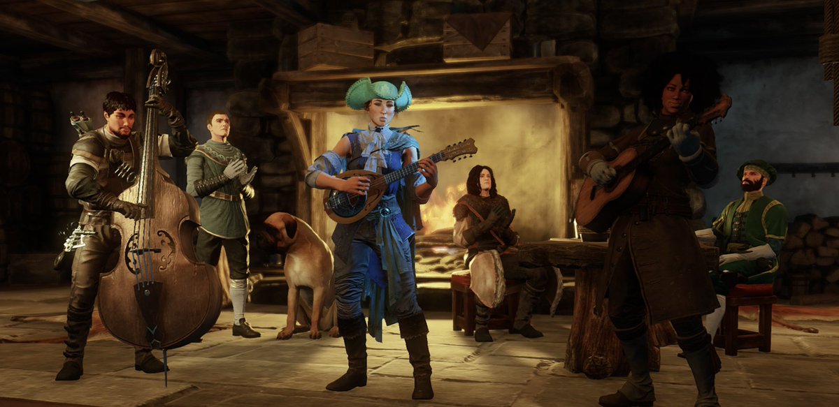 Nothing like stopping by the tavern to catch a performance at the end of the day #VirtualPhotography #NewWorld #NewWorldAeternum