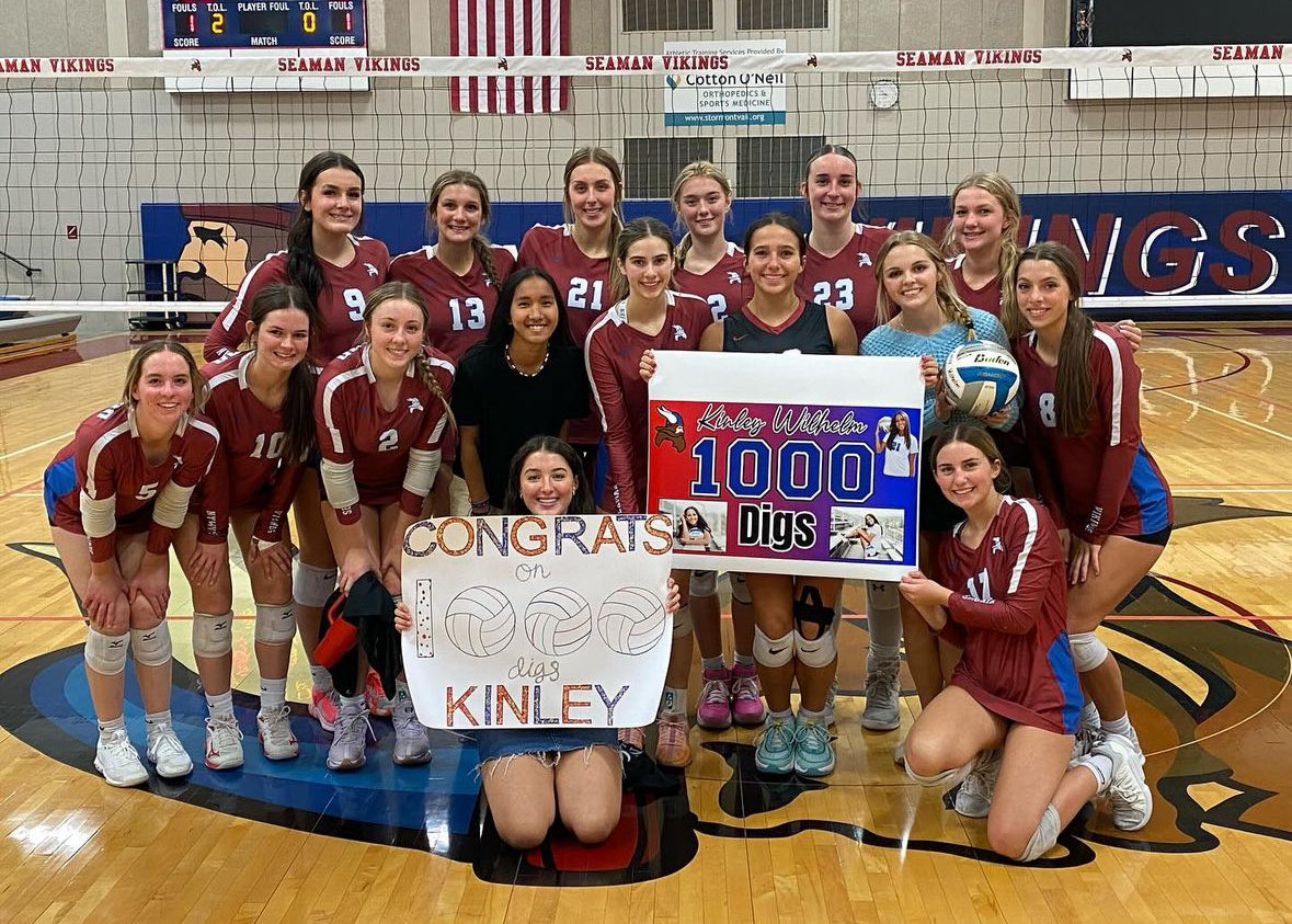 Senior libero Kinley Wilhelm earned her 1,000 career dig for Topeka Seaman (5A). #sportsinkansas
