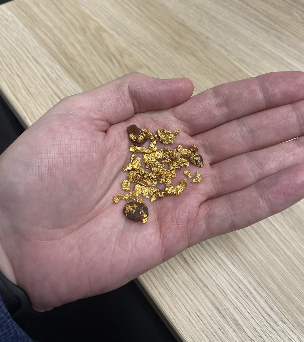 "Can i see those nuggets?" -PPAP23, HotCopper.

Sure, mate here they are! Reckon there's plenty more out there too, but we're focused on the drill bit now.

#Gold #CometWell #BurtvilleEast #LGP #Drilling #Exploration