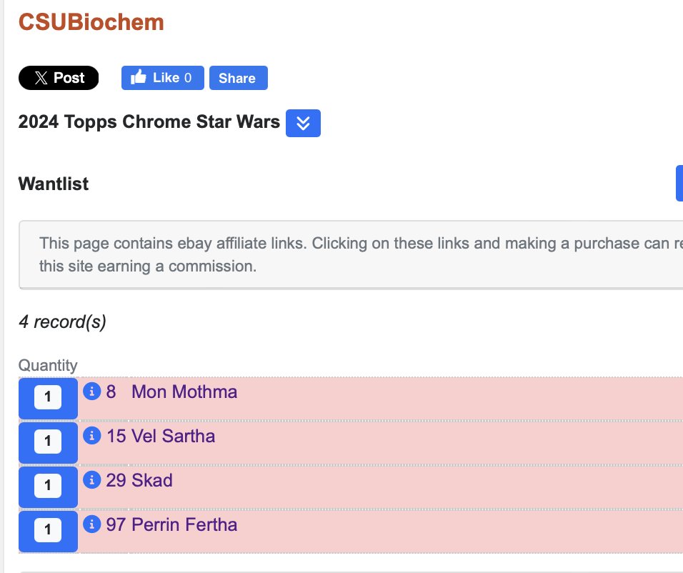 Focustheframe's tweet image. I&apos;m looking for the last four cards of 2024 Topps Chrome Star Wars to complete my set.  Also building Refractors and Red Ray Wave Refractors, but need a bunch of those.  

Have tons to trade!  #Setbuilder #TheHobby