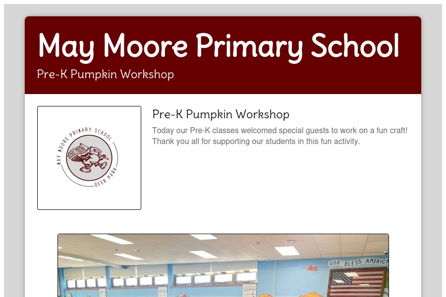 Pre-K Pumpkin Workshop psqr.io/jb5Q31r-Bz via <a href="/ParentSquare/">ParentSquare</a>