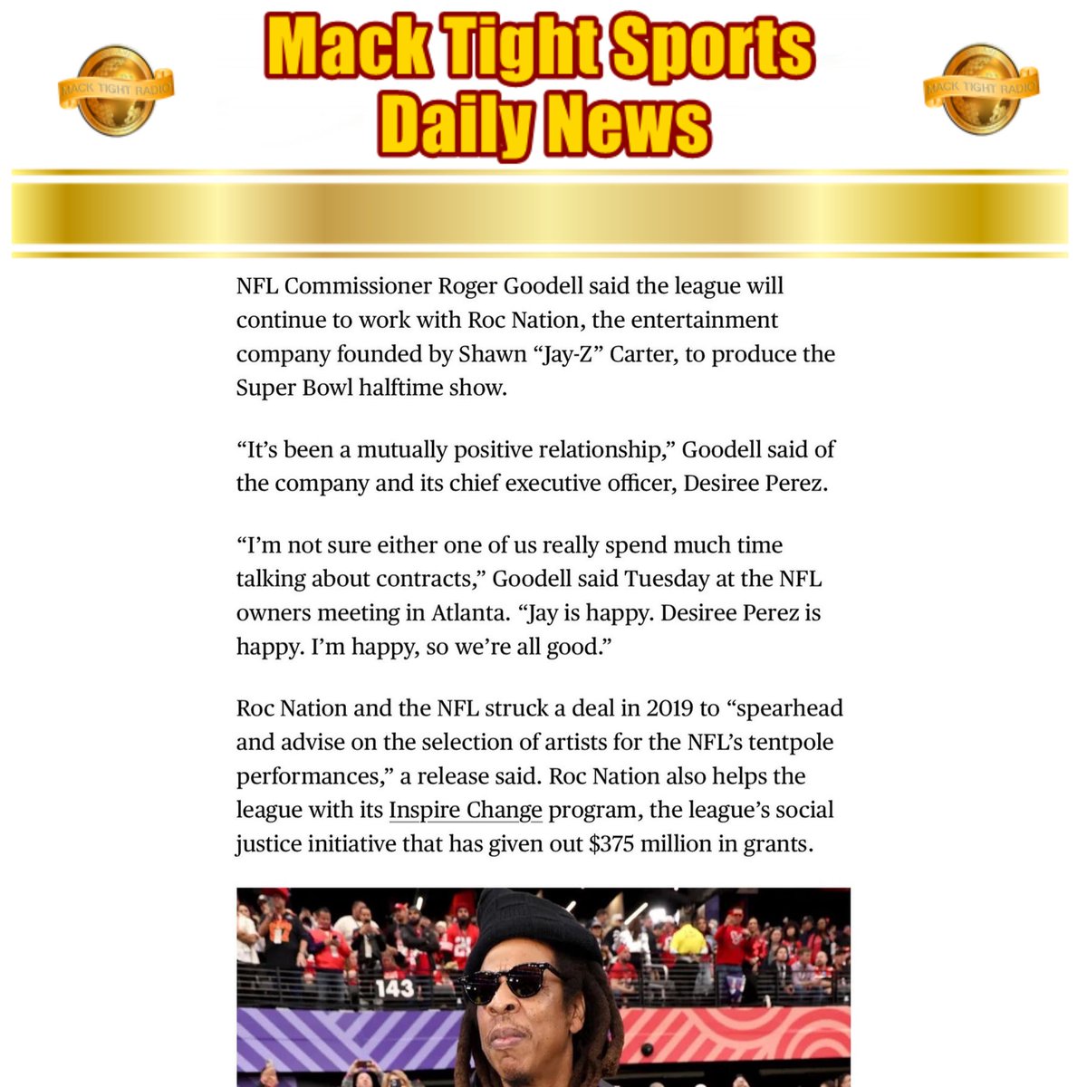MackTightRadio's tweet image. #MagicJohnson speaks on the #NFL extending their partnership with #RocNation ❌ #JayZ for the #SuperBowl 👀 - #MackTightRadio 📻 #Ready2LearnShow 🧐 [Watch #MackTightTV On #RokuTV ❌ #FireTV On Channel #MackTight ❌ LISTEN TO Mack Tight Radio on macktightentertainment.com]