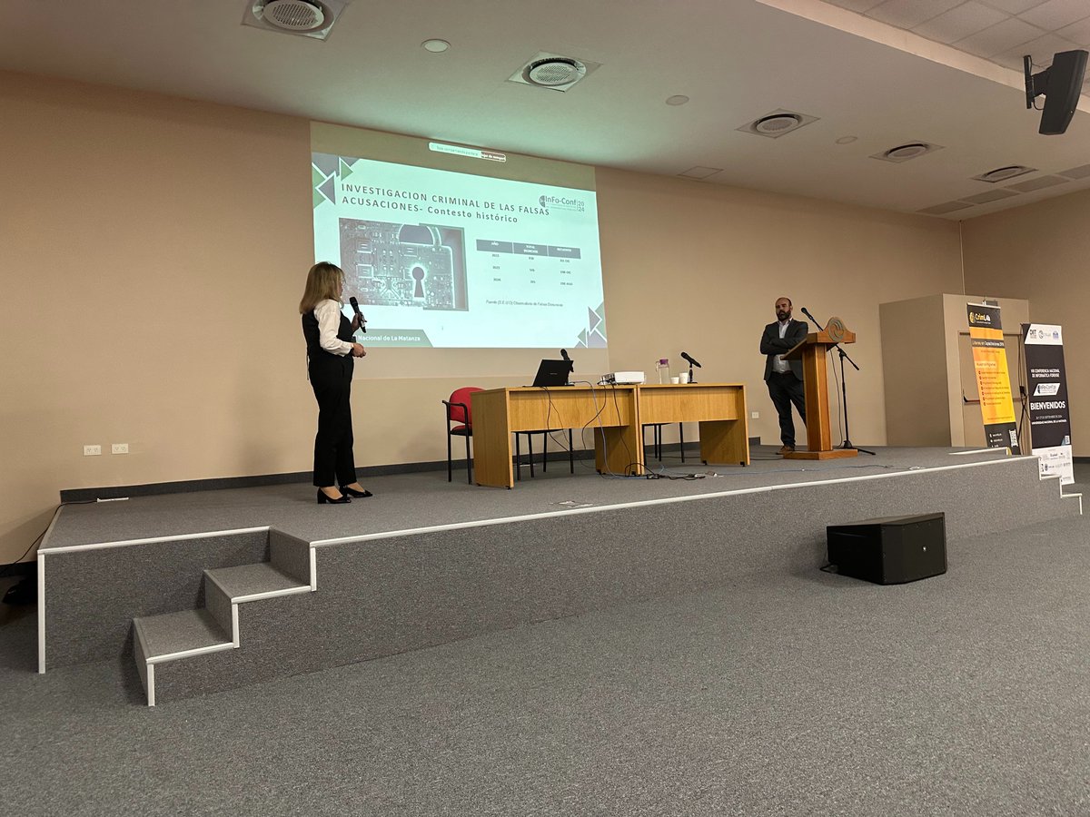 InFo-Conf 2024 - VIII Conferencia Nacional de Informática Forense 

Disertación Patricia Delbono <a href="/theartofthewar/">Patricia Delbono</a> , "Investigación Criminal de las Falsas Acusaciones. El precio oculto de justicia": youtube.com/watch?v=MxR4Rx…

<a href="/UnlamOficial/">Universidad Nacional de La Matanza</a>  <a href="/DiitUnlam/">DIIT UNLaM</a>  #RedUNIF <a href="/infolabmdq/">InFo-Lab</a> <a href="/criml4b/">Criml4b</a>