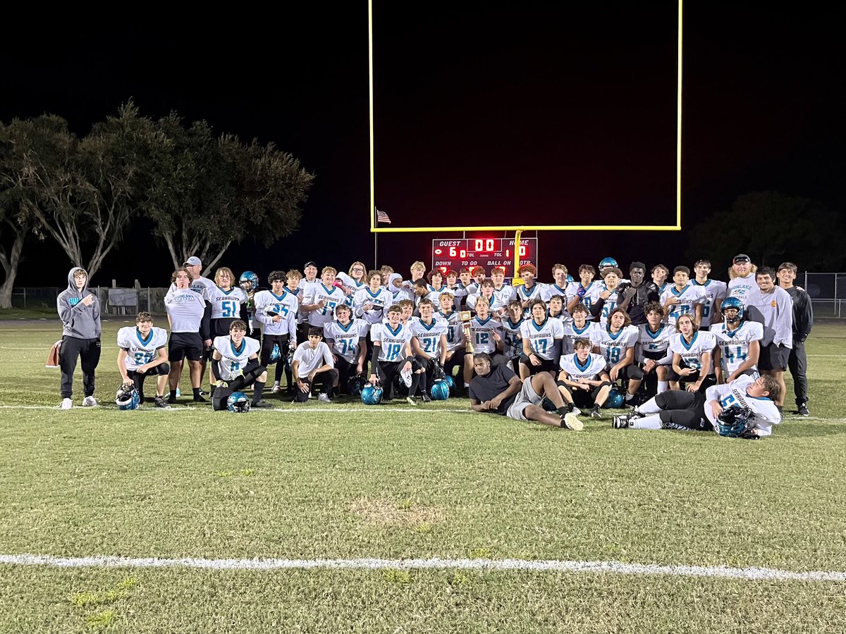 SLHSFBNextLevel's tweet photo. Congratulations to our JV Seahawks as they come home with a WIN against Land O Lakes 6-0 in the I Can’t Believe it’s Not Butter Bowl! https://t.co/i9TsHXpzhw