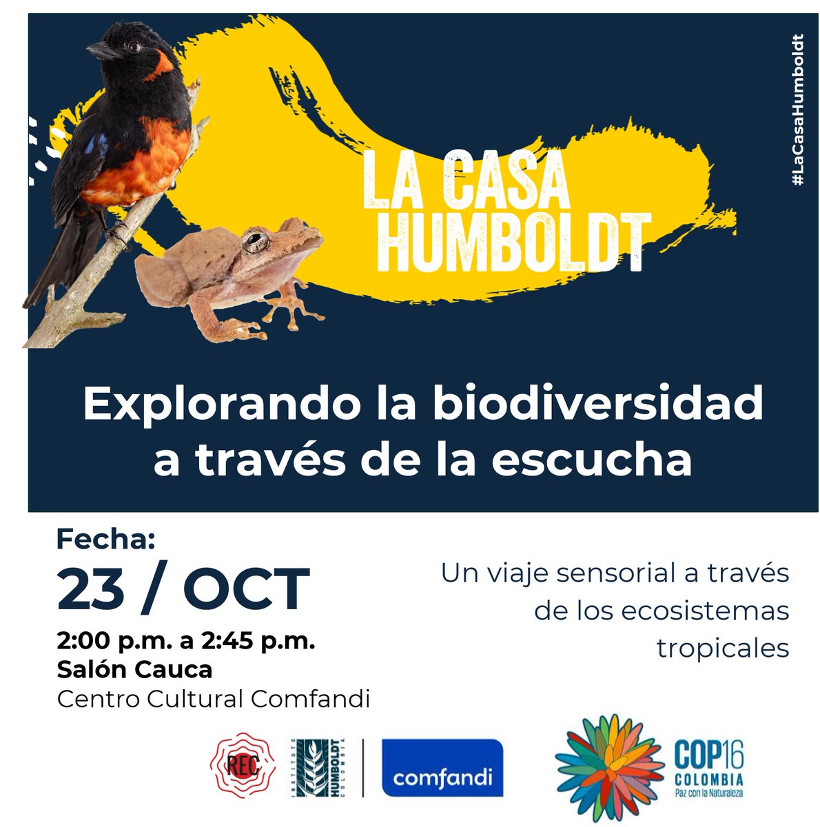 Red Ecoacústica Colombiana (@ecoacusticared) on Twitter photo En esta COP16, la @EcoacusticaRed y <a href="/inst_humboldt/">Instituto Humboldt</a> te invitan a sintonizar tus oídos con la naturaleza. No te pierdas el evento "Explorando la biodiversidad a través de la escucha" 🎧🌿
🎙️ Con <a href="/jseb_ulloa/">Juan Sebastián Ulloa</a> y <a href="/ElianaBarona1/">Eliana.Barona</a> En esta COP16, la @EcoacusticaRed y <a href="/inst_humboldt/">Instituto Humboldt</a> te invitan a sintonizar tus oídos con la naturaleza. No te pierdas el evento "Explorando la biodiversidad a través de la escucha" 🎧🌿
🎙️ Con <a href="/jseb_ulloa/">Juan Sebastián Ulloa</a> y <a href="/ElianaBarona1/">Eliana.Barona</a>