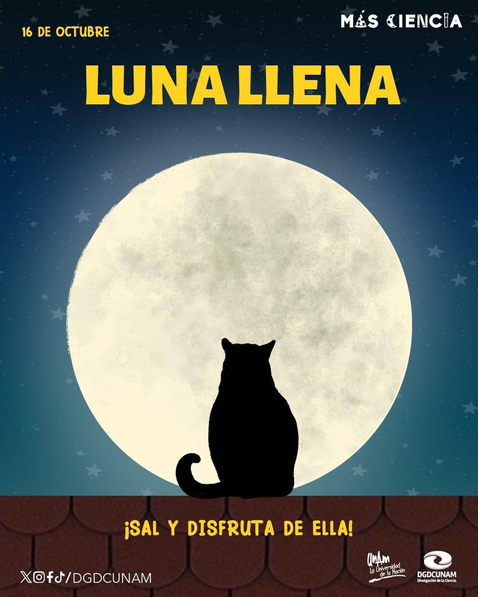 🌕Hoy tenemos #LunaLlena.
Disfruta de ella con #MásCiencia.