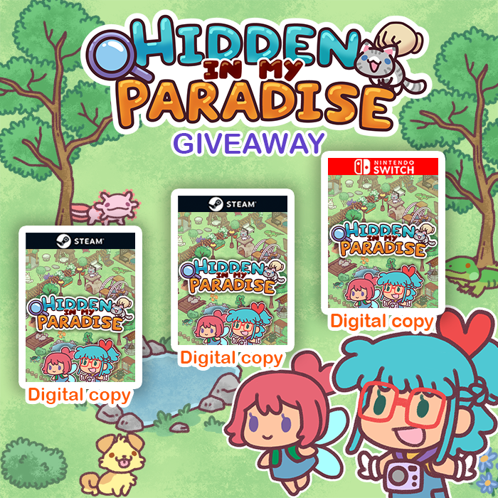 OgrePixel's tweet photo. Giveaway Alert! 🚨

To celebrate the recent #HiddenInMyParadise launch we are giving away Steam and Switch copies 🎁!

To participate

✅ Follow us
⬇️ Tag a friend in comments
♥️🔁 Like &amp; RT this tweet: https://t.co/Kman7nMzwc

Next October 22nd we will announce winners! https://t.co/124SQjYCYy