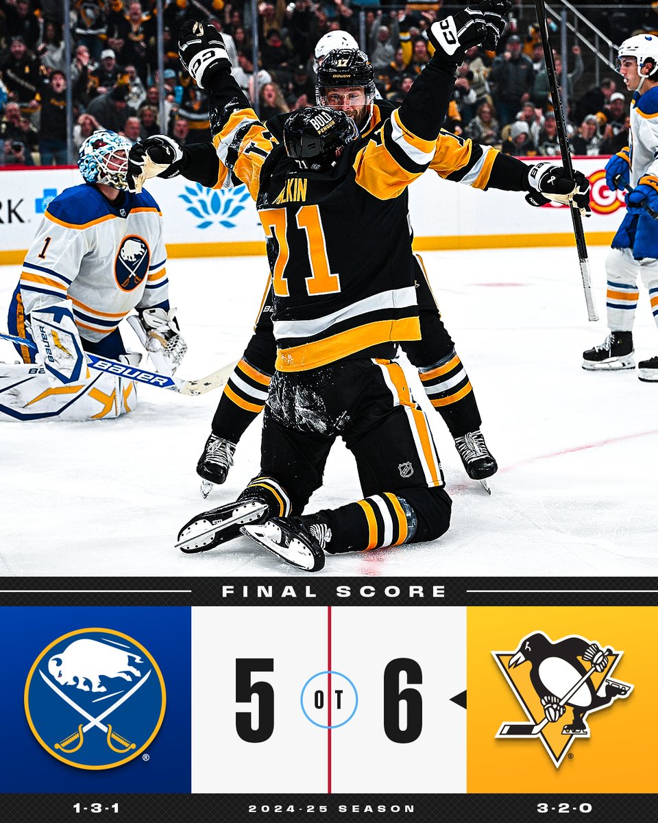 NHL's tweet photo. The @penguins win on a milestone-filled night! 💛 https://t.co/zorzjipDcO