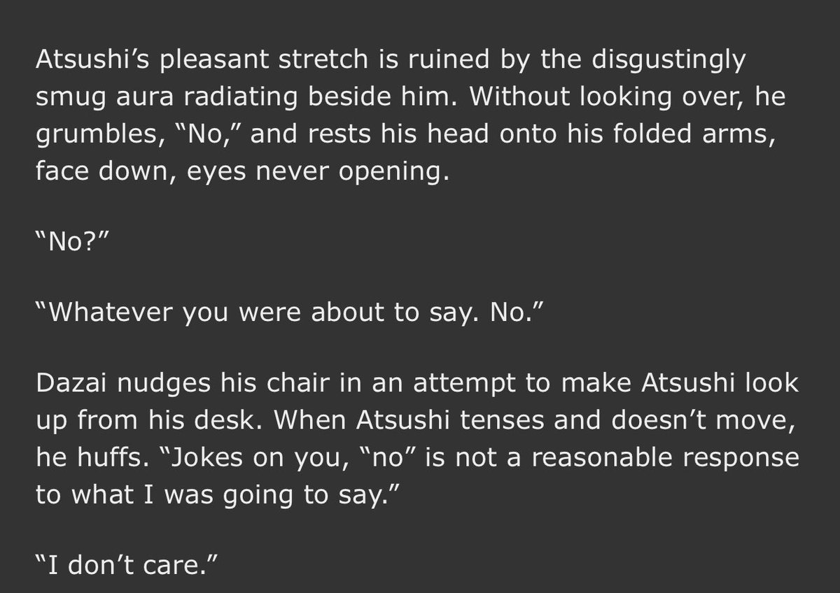 naka_jinko's tweet photo. to the surprise of everyone and mostly myself, there’s a chapter two. i still think i’m hilarious
#bsd #bsdfic #atsushibsd #dazaibsd
🔗 https://t.co/5njjPZuJI2 https://t.co/xMmKYkDkHW