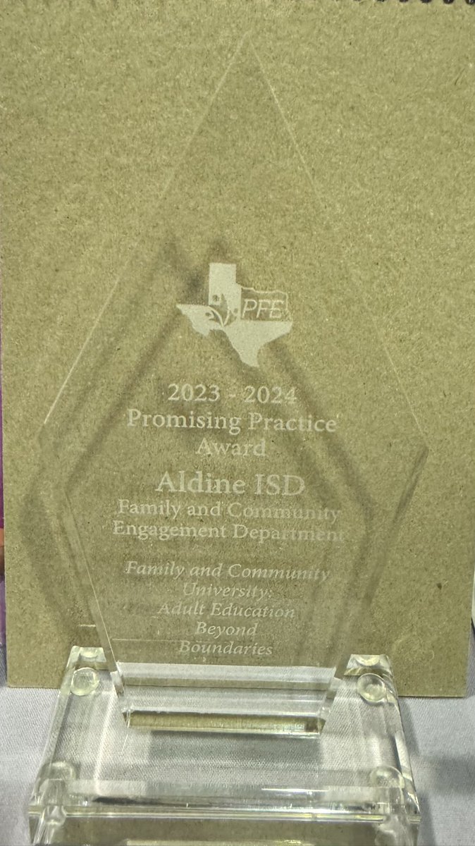 We are proud to announce that <a href="/AldineISD/">Aldine ISD</a> ISD received the 2023-24 Promising Practice Award at the PFE Statewide Conference  for the #FCUniversity practice . This recognition is a testament to the incredible dedication of our community of parents and caregivers at #AldineImpact.