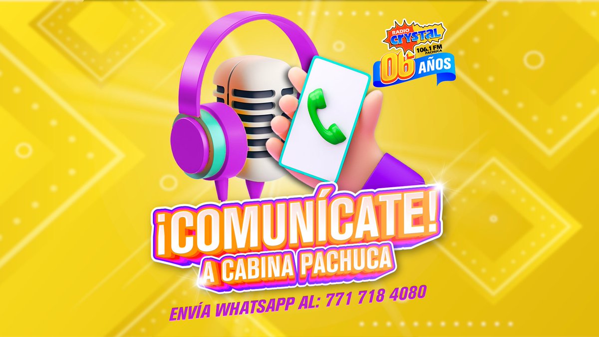 RadioCrystalMx's tweet image. ¡Comunícate a la cabina del 106.1 FM Pachuca! 📲 🤩

¿Te gustaría pedir una canción, participar por nuestras promociones o contactar a tus locutores favoritos? 😏🤩

Envía whatsapp al: 771 718 4080 📞

#RadioCrystal #Cabina #Pachuca #Comunícate 💛 📞💛