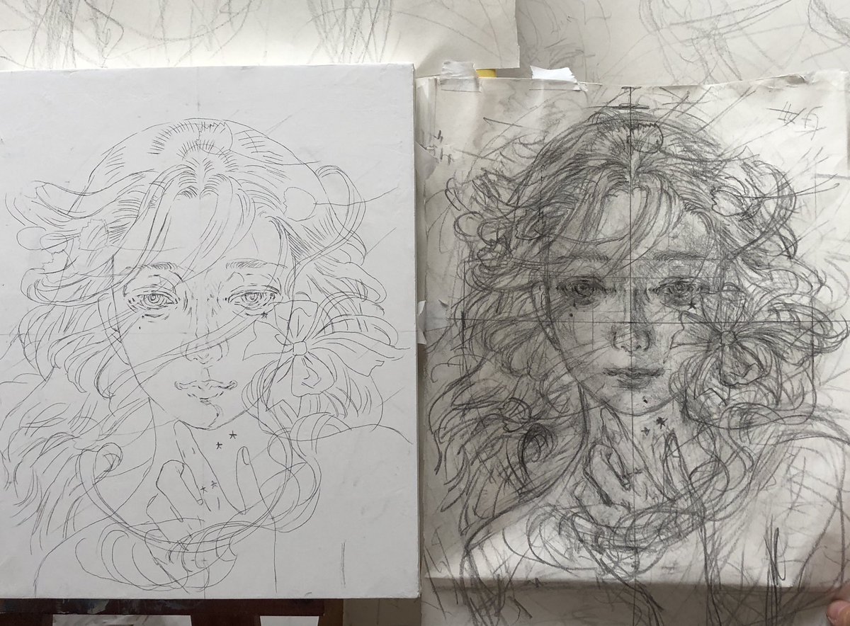 本日13時から個展再開です!
(昨日は休廊でした)
よろしくお願いいたします〜✨
画像は超やばい進歩
新しいカーボン紙がいい感じ 