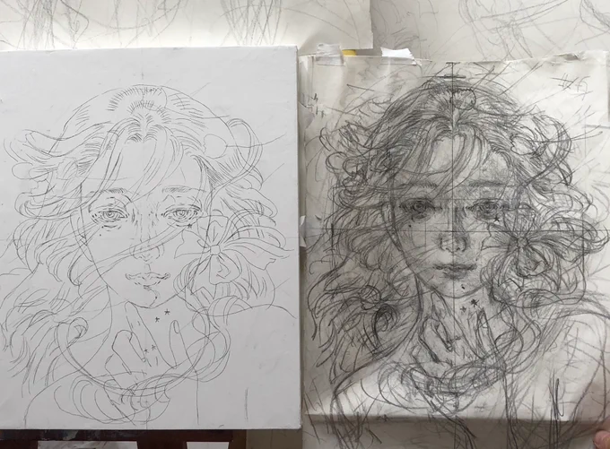 本日13時から個展再開です!
(昨日は休廊でした)
よろしくお願いいたします〜✨
画像は超やばい進歩
新しいカーボン紙がいい感じ 