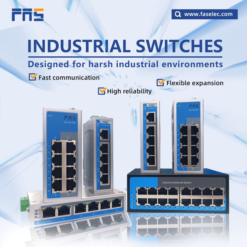 faselectronics's tweet image. 🌐 Boost Industrial Efficiency with Industrial Switches 🌐

FAS switches are built for harsh environments.

☑️High reliability 
☑️Fast, low-latency communication 
☑️Flexible, modular expansion 

#IndustrialSwitches #Automation #factoryuse #SmartManufacturing #Ethernet