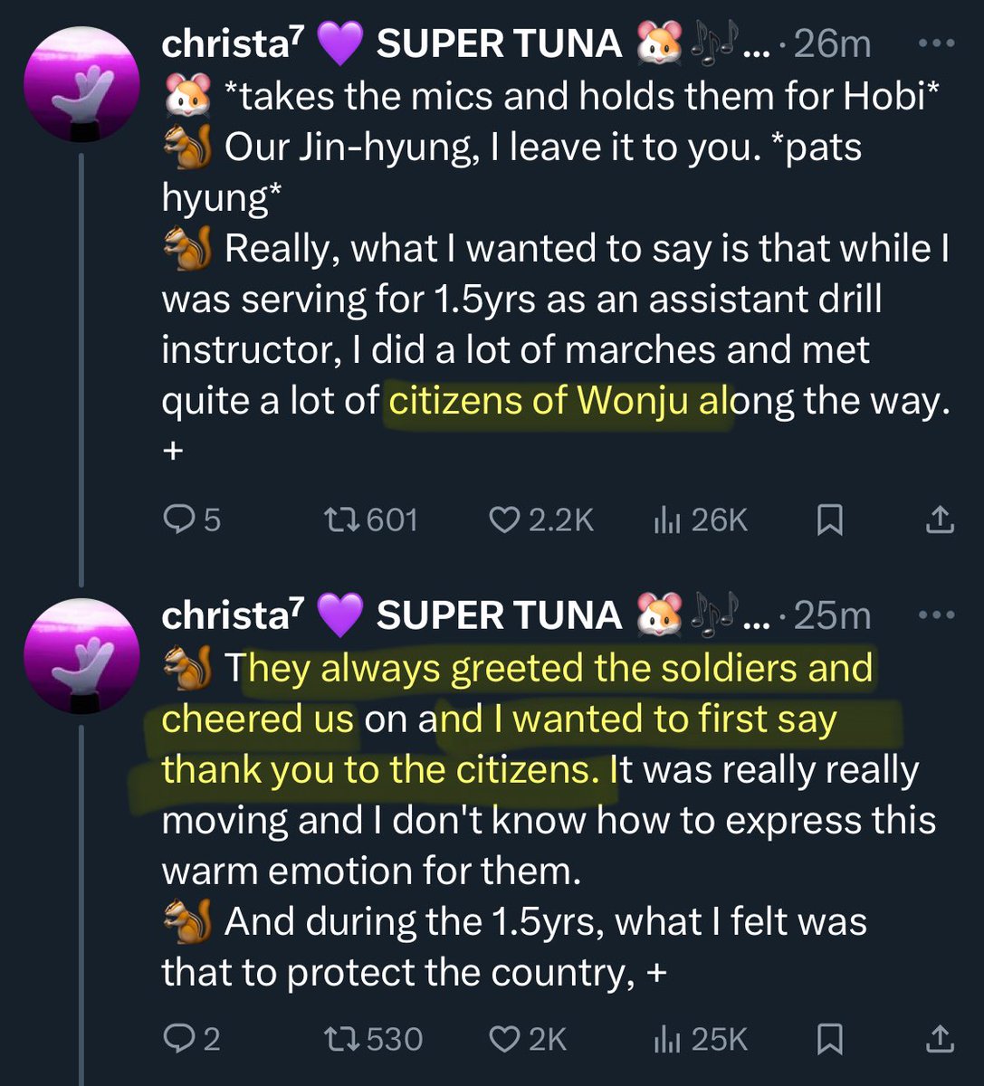 setiogi's tweet photo. #BTS is just a different breed.

@BTS_twt Hobi thanked the citizens where his 🪖 base was, for always cheering &amp; greeting the soldiers.

Jin knelt down &amp; took over the media mics from the female reporter.

Kindness. Humility.
At the same time, in charge.

#BTS #JHope #Seokjin https://t.co/F4T6UR6lQU